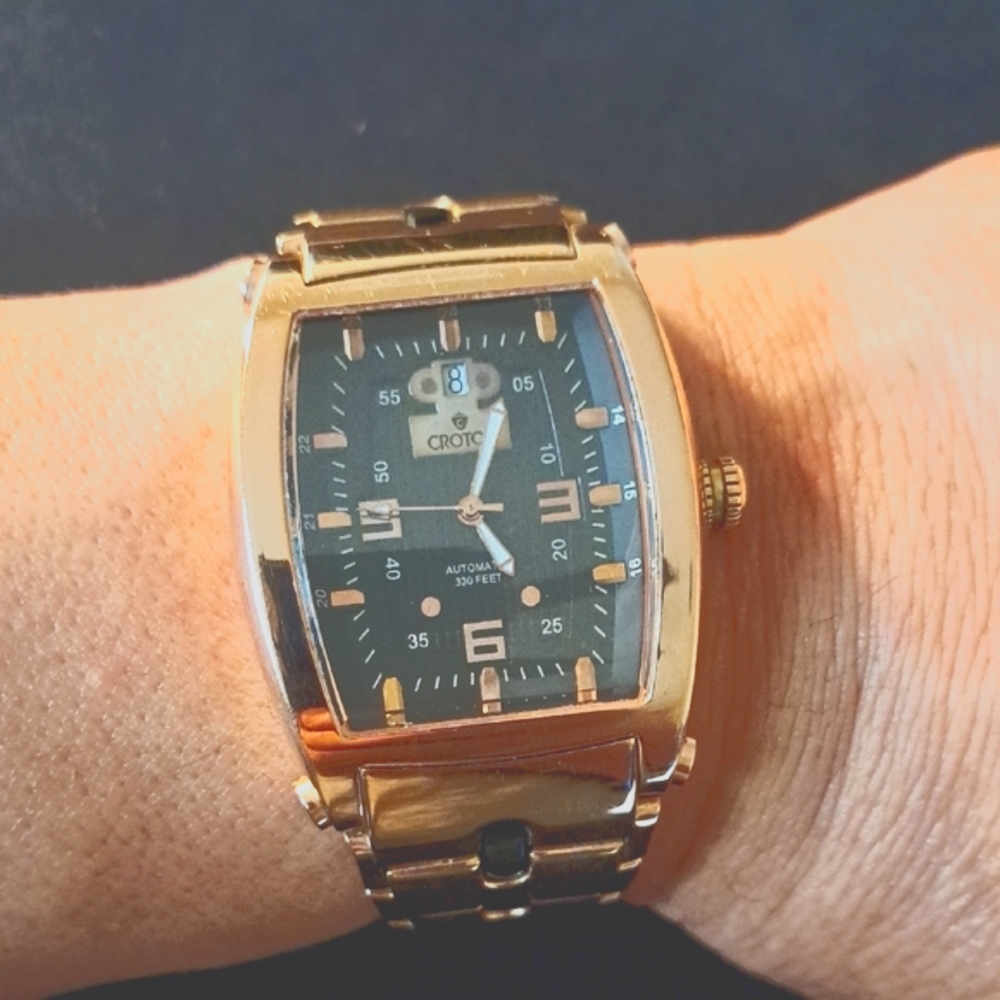 Croton  Rose Gold Rectangular Automatic Watch